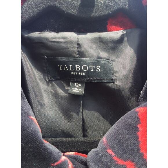 Talbots Womens Velvet Blazer Sz 12p 12 Jacket Black Red Rose Whimsygoth Romantic - Picture 3 of 9